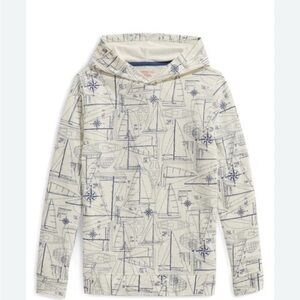 Vineyard Vines Boys Island Hoodie LS T-Shirt Blueprint Marshmallow Size M